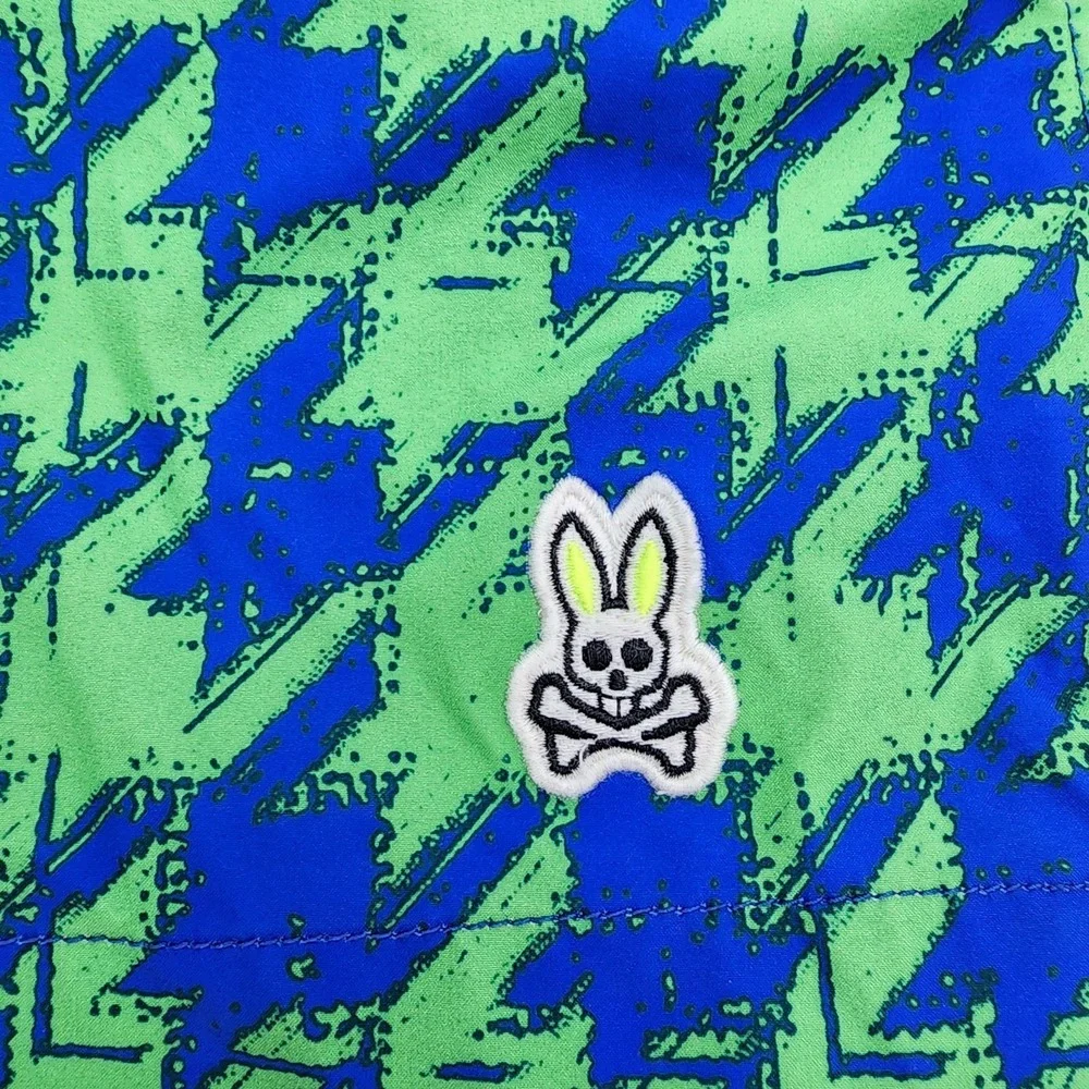 Psycho Bunny Swim Trunks‎ Mens Size XXS Shorts Blue Green Geometric Mesh Lining